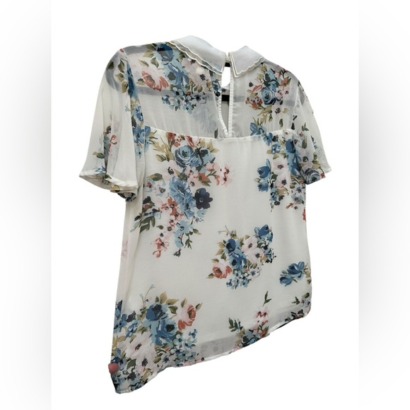 ✨ Faith and Joy Floral Sheer Blouse with Lace Collar small - Picture 9 of 14